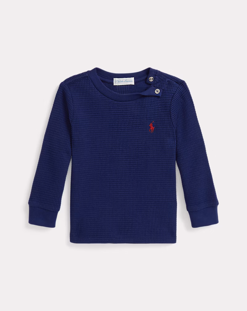 ワッフルニット コットン ロングスリーブ Tシャツ