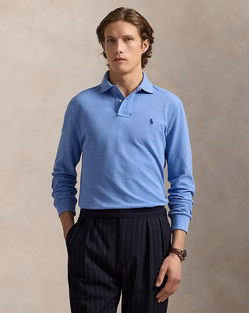 カスタム スリム フィット メッシュ ポロシャツ