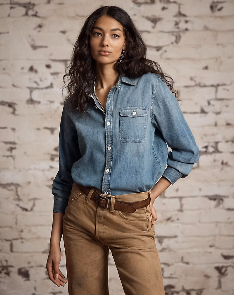 コットン デニム ワークシャツ