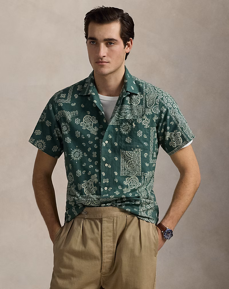 クラシック フィット バンダナプリント キャンプ シャツ