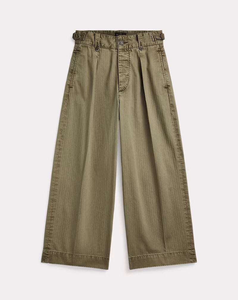 コットン クロップド ワイドレッグ パンツ