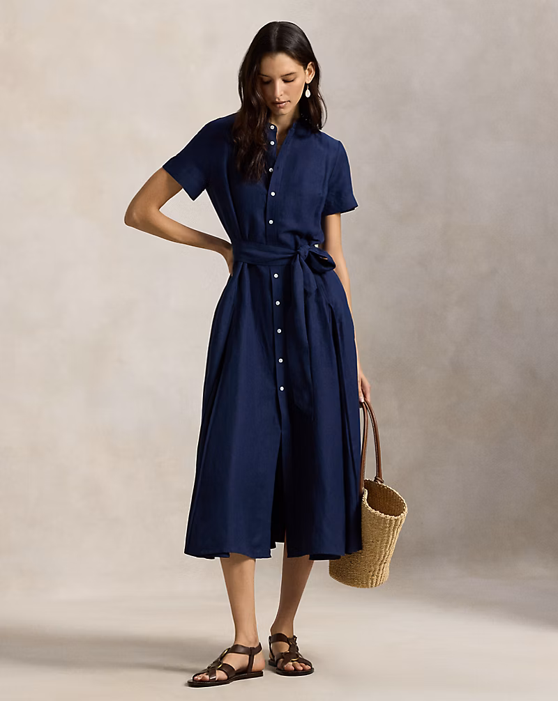 ベルテッド シルクブレンド Aライン ドレス