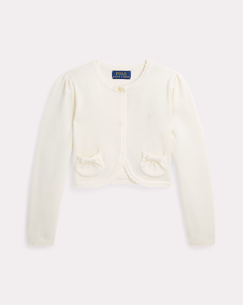 スカラップドトリム コットン カーディガン