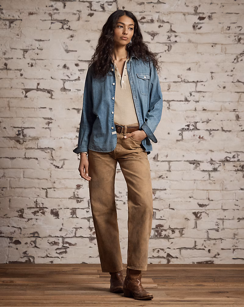 ハイ ボーイ フィット タン ジーンズ