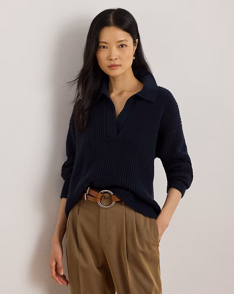 ウールブレンド ポロ セーター