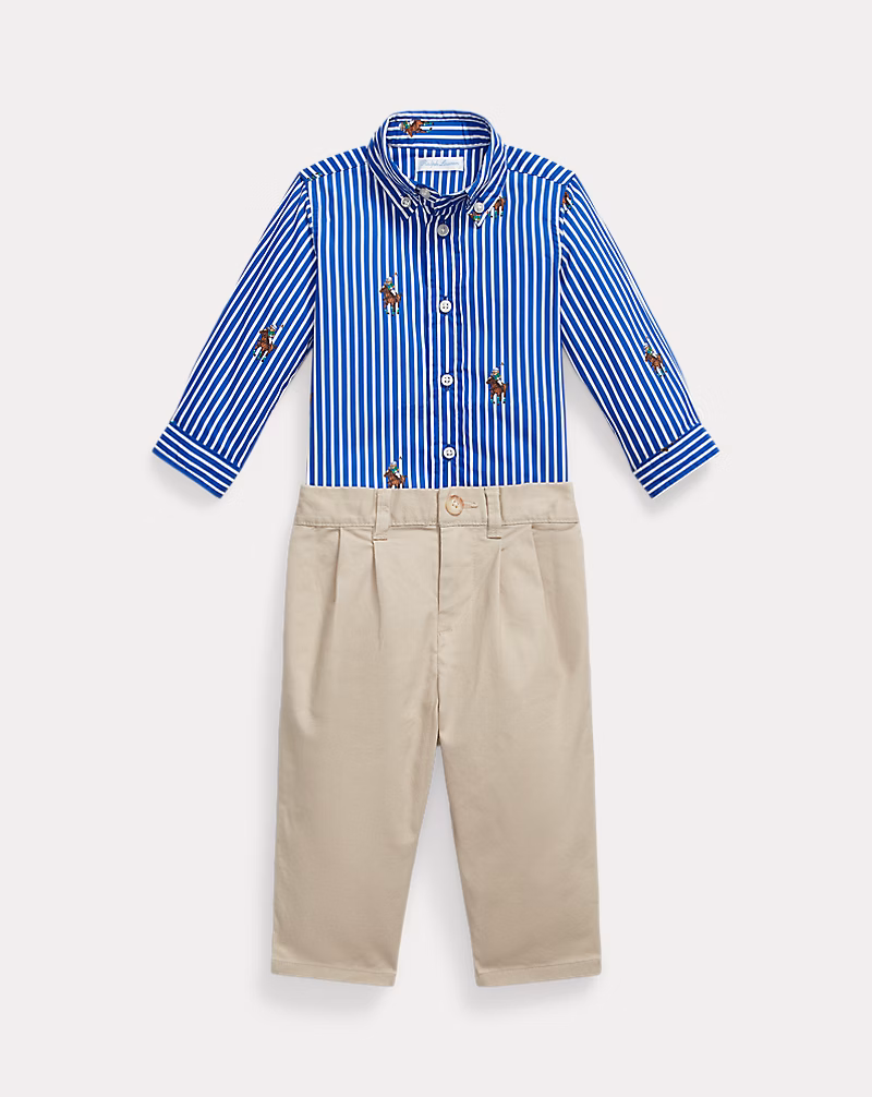 Polo ベア シャツ & フレックス アブレージョン パンツ セット