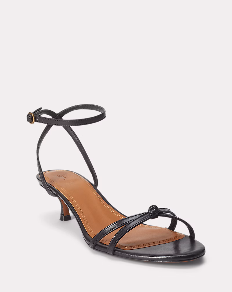 レザー キトゥンヒール サンダル