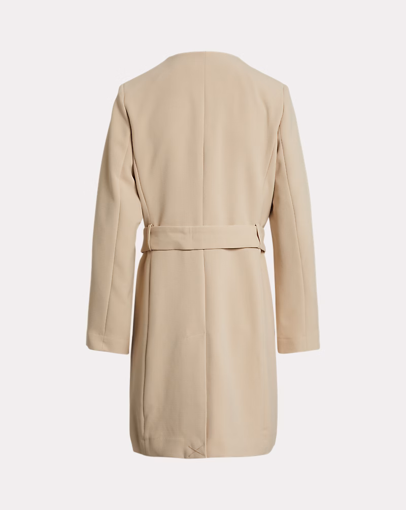 ベルテッド クレープ クルーネック コート