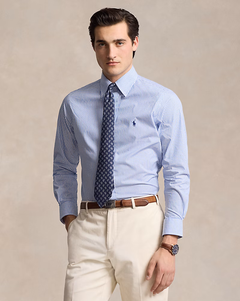 クラシック フィット ストライプド テクスチャード シャツ