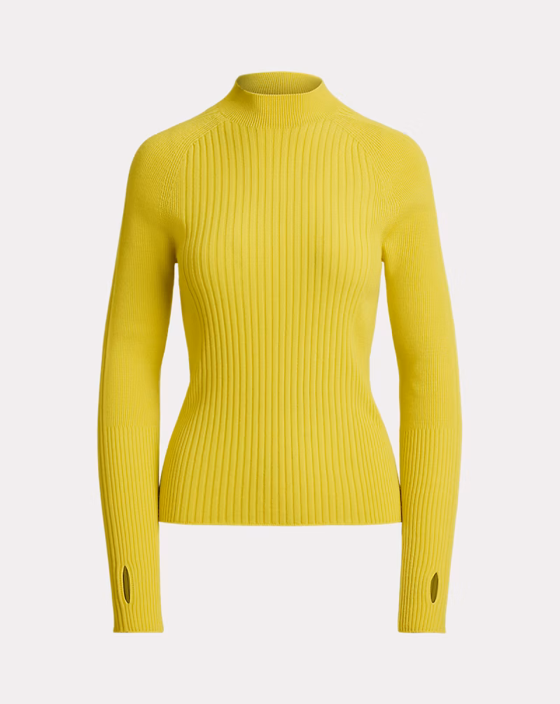 リブニット ウール モックネック セーター