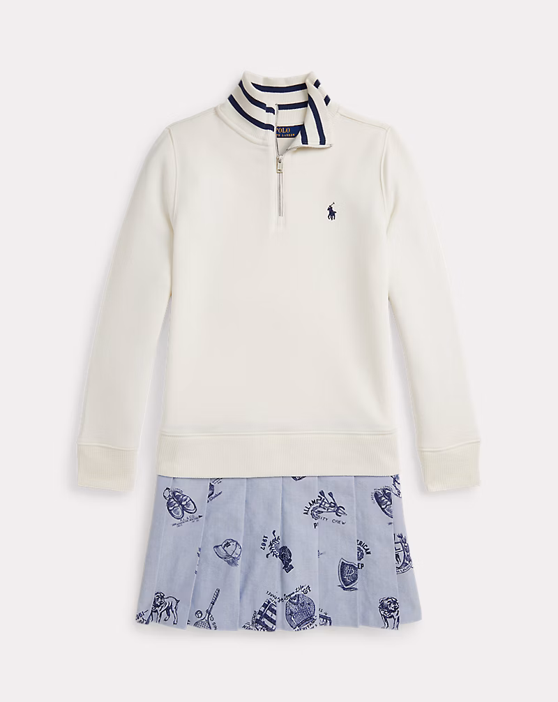 プリントスカート テリー クォータージップ ドレス