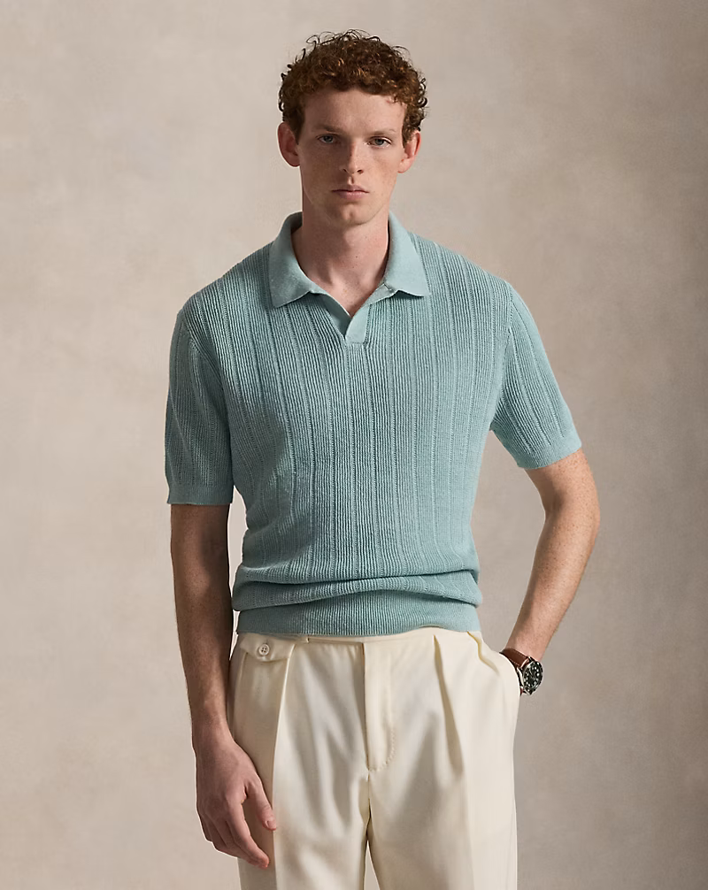 リネン ジョニーカラー セーター