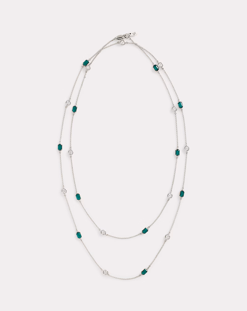 ストーン & キュービックジルコニア ステーション ネックレス