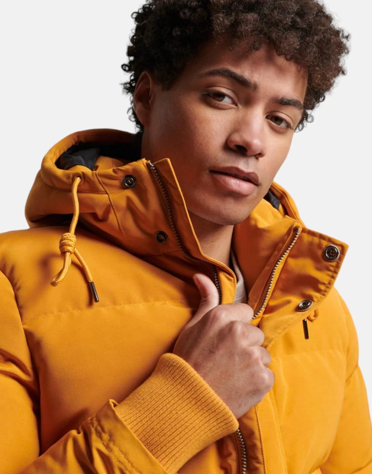 Superdry Everest Short Hooded Puffer Jacket Mustard