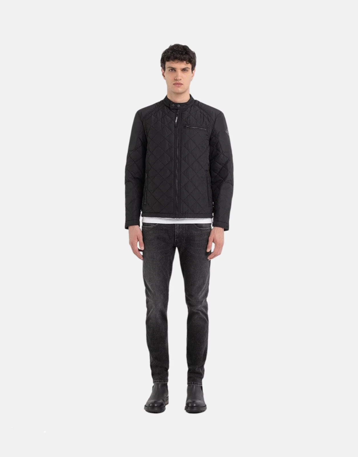 Replay Mid Weight Black Quilted Jacket