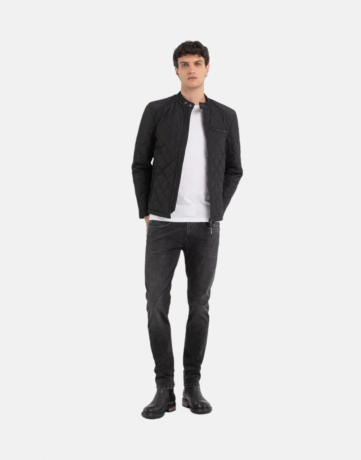Replay Mid Weight Black Quilted Jacket