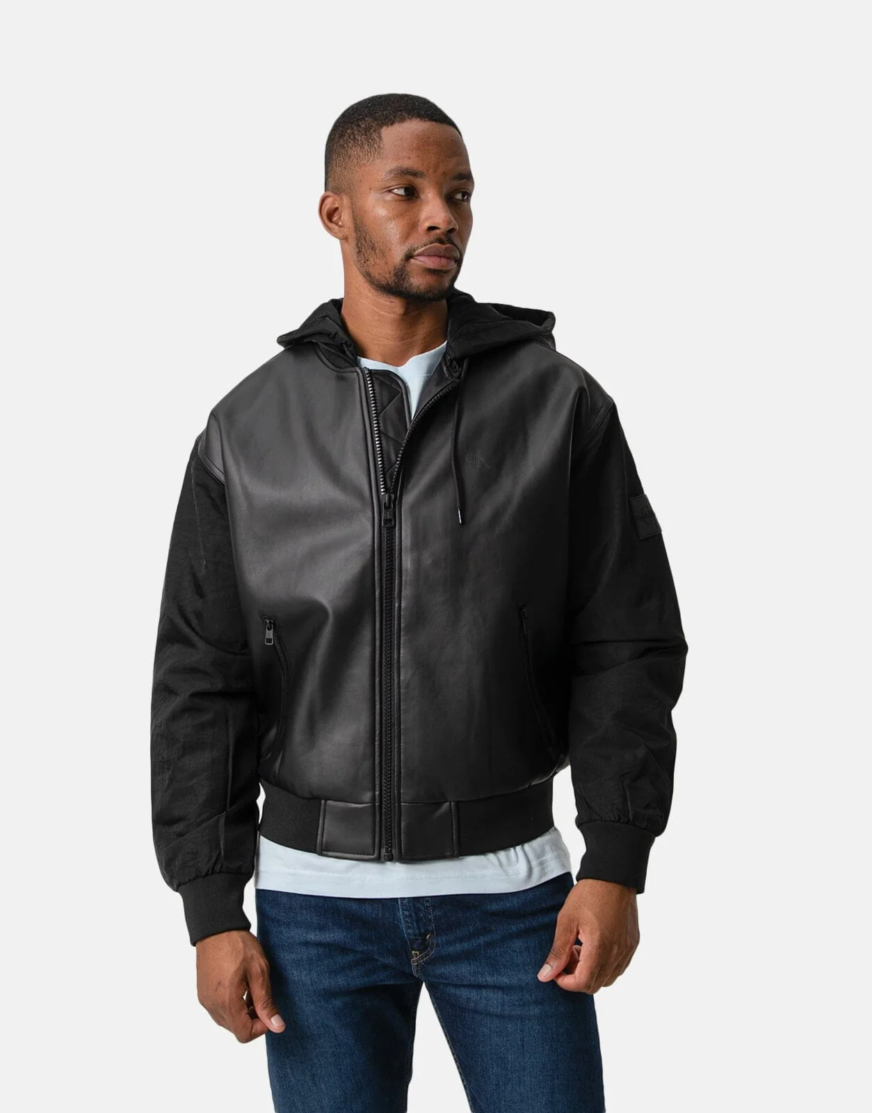 Calvin Klein Faux Leather Bomber Jacket
