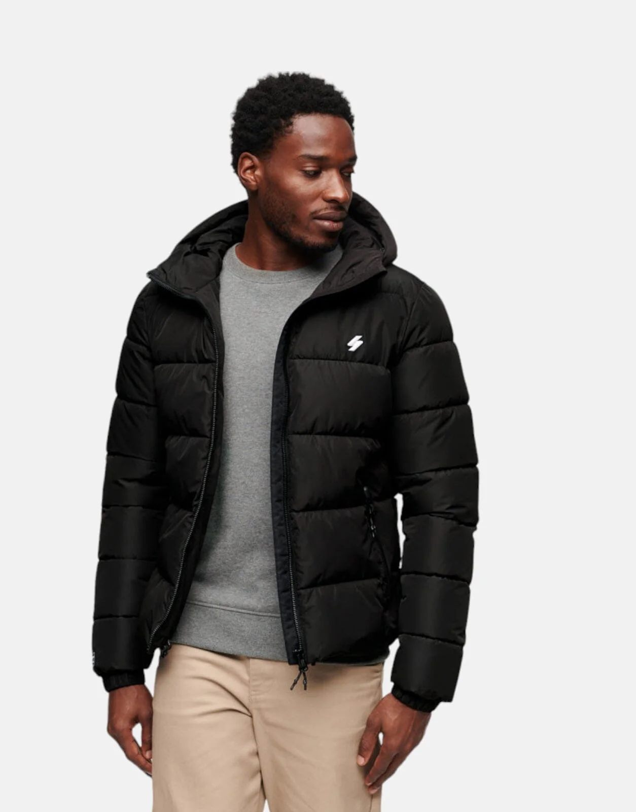Superdry Hooded Sport Puffer Jacket Black