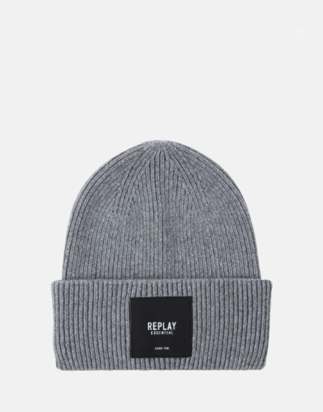 Replay Essentials Ribbed Beanie Grey Melange