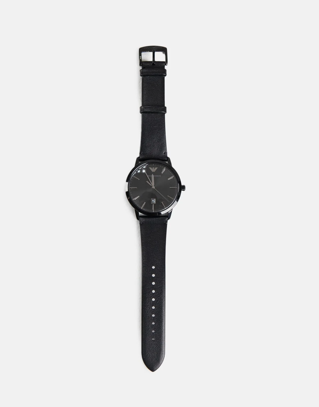 Armani Exchange Ruggero Black Leather Watch