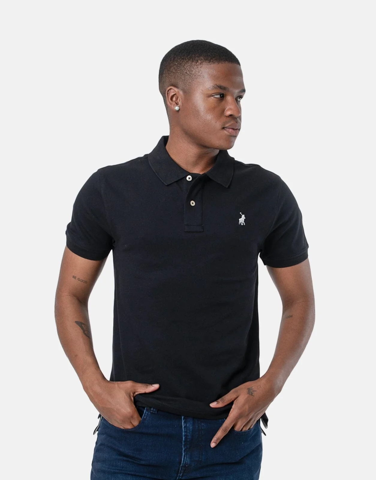 Polo Stretch Pique Black Polo Shirt