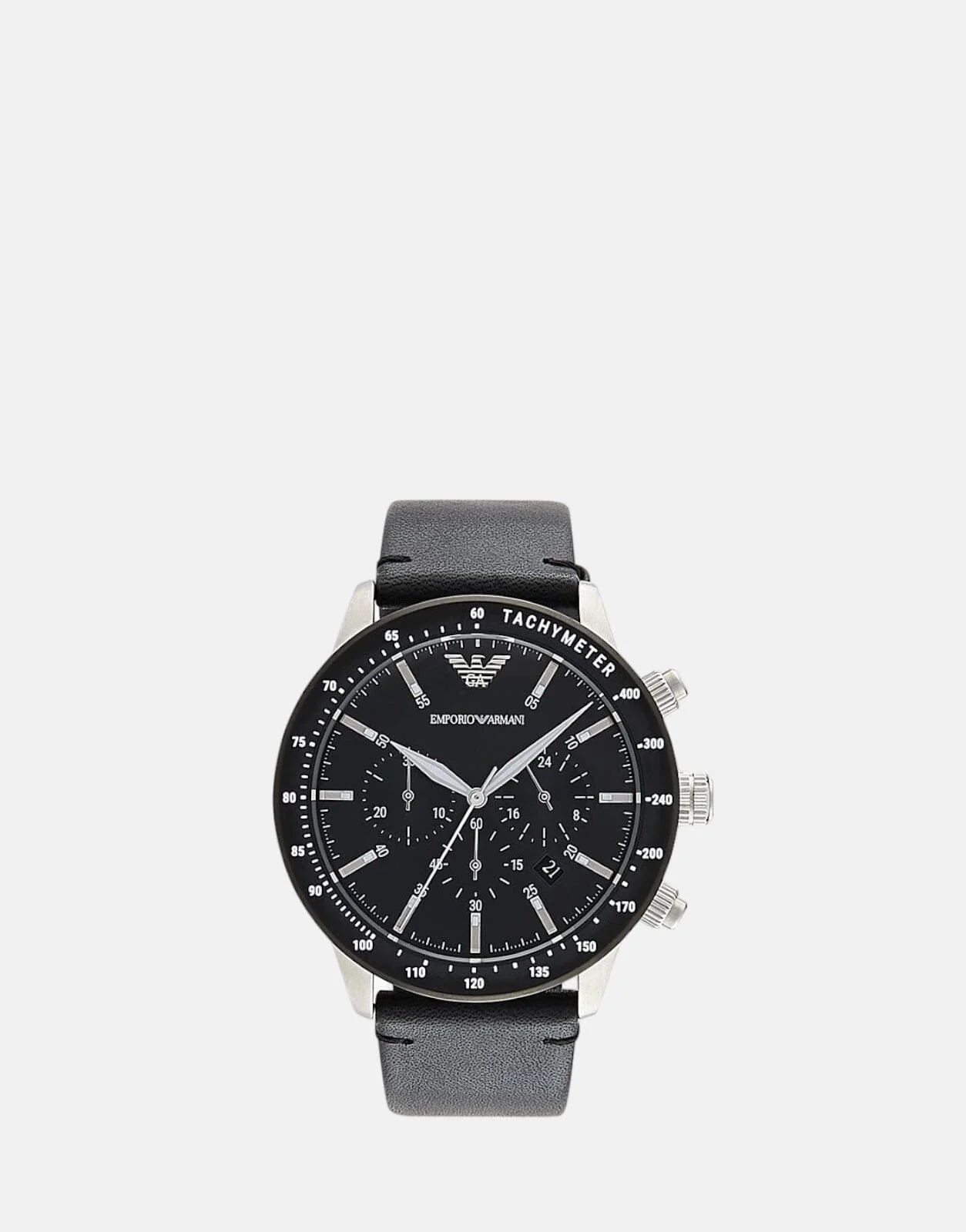Armani Exchange Mario Black Leather Watch
