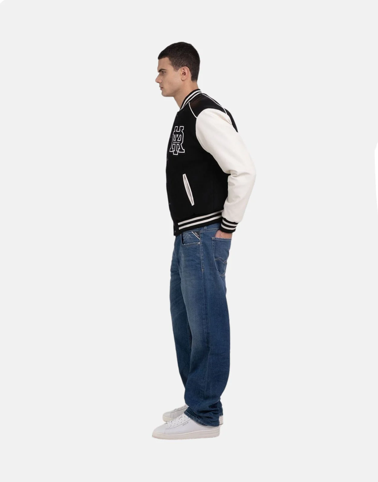 Replay Varsity Jacket Black/Ivory