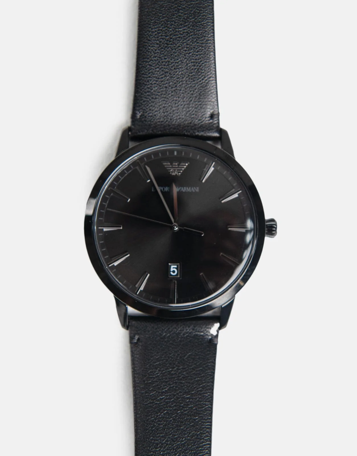 Armani Exchange Ruggero Black Leather Watch