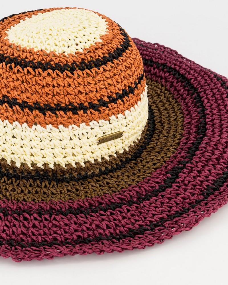 Women’s Danel Striped Straw Wide Brim Hat