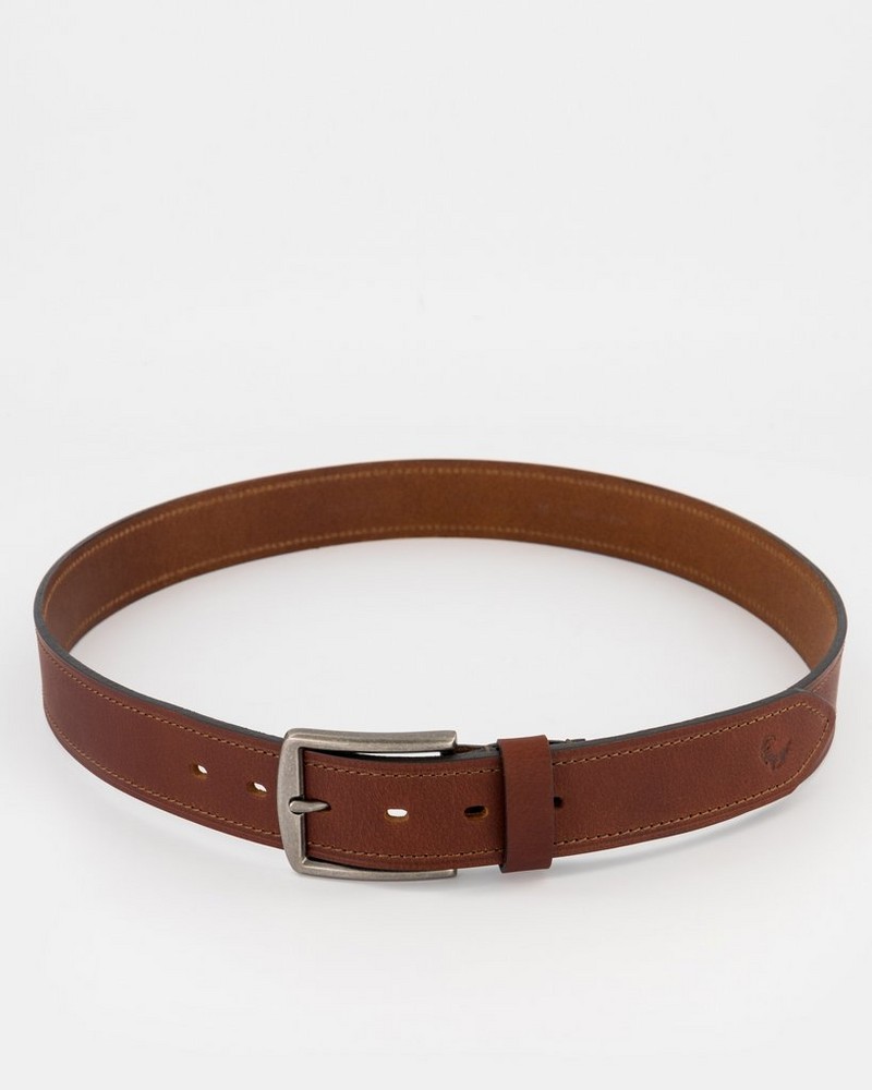 Men’s Grady Topstitch Rolled Edge Leather Belt