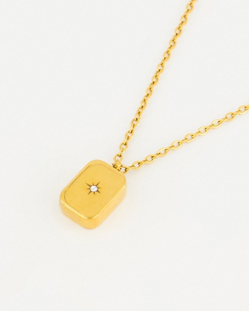 Old Khaki x byCara Rectangle Star Pendant Necklace