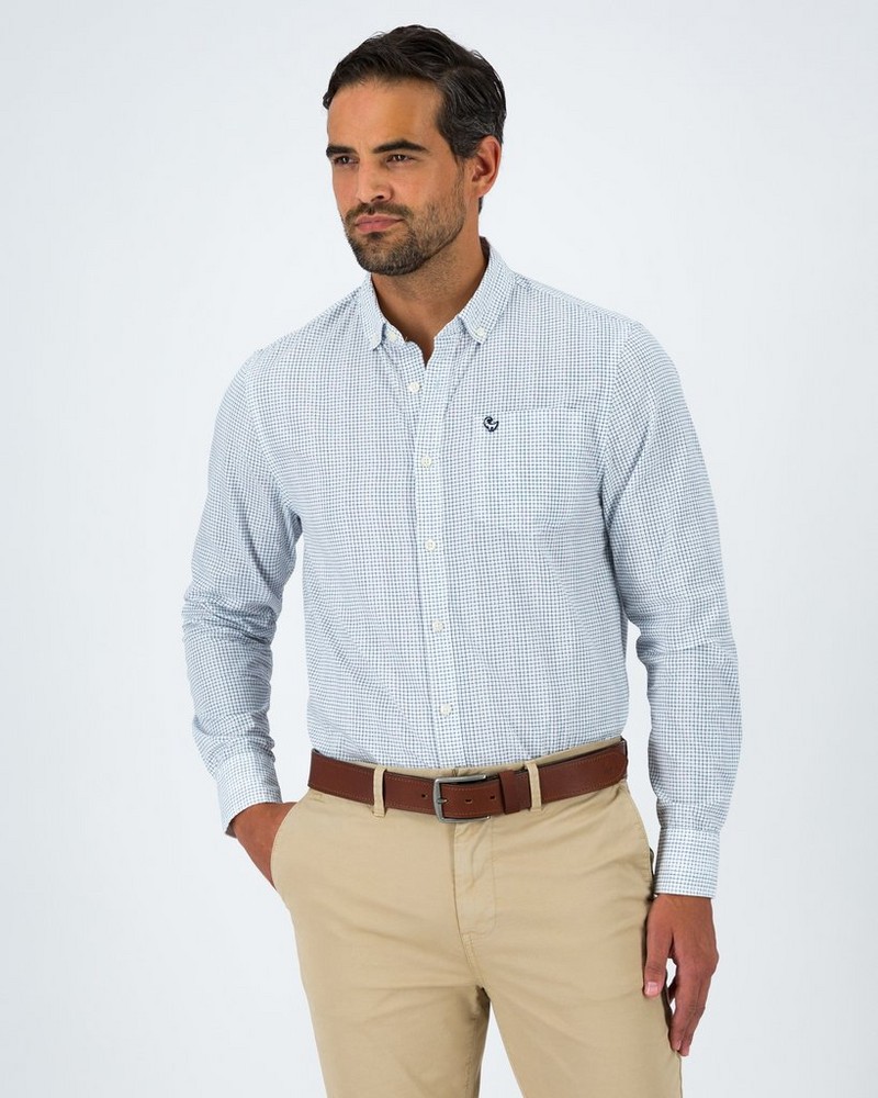 Men’s Yusha Distressed Micro Check Shirt
