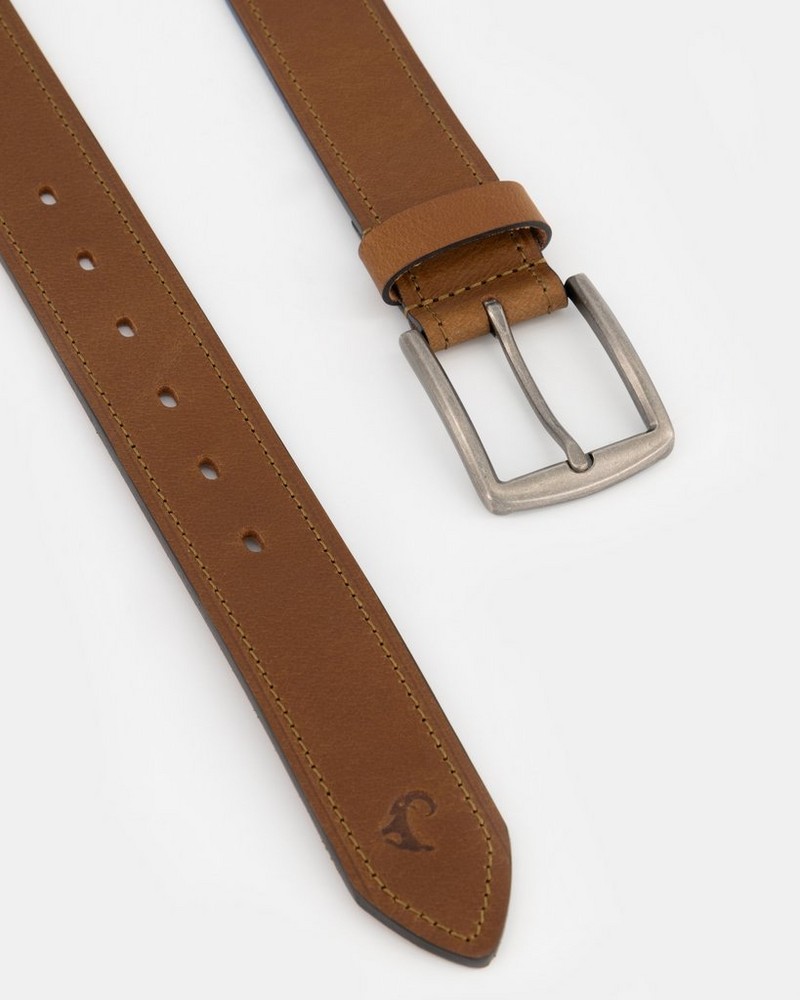 Men’s Grady Topstitch Rolled Edge Leather Belt