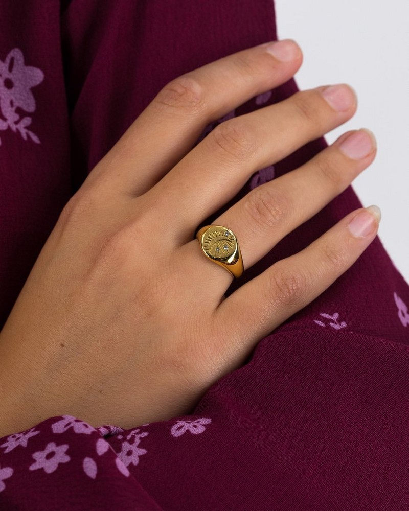 Old Khaki x byCara Women’s Moon Signet Ring