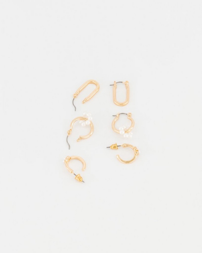 Women’s Pearl & Shell Hoop Earrings 3-Pack