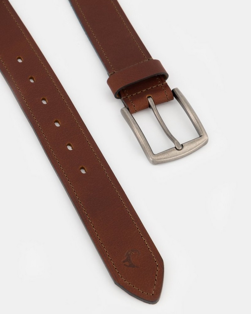 Men’s Grady Topstitch Rolled Edge Leather Belt