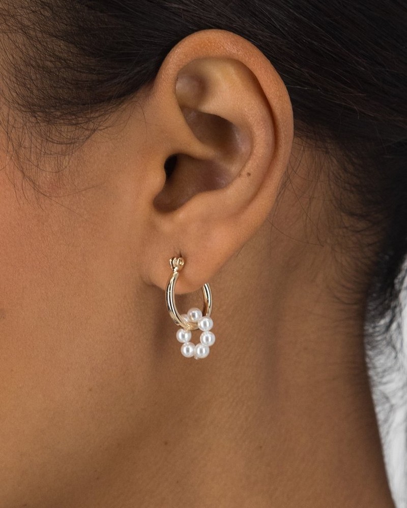 Women’s Pearl & Shell Hoop Earrings 3-Pack