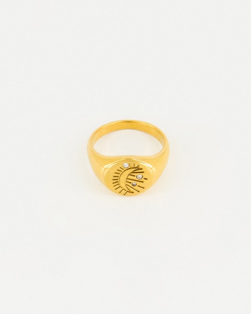 Old Khaki x byCara Women’s Moon Signet Ring
