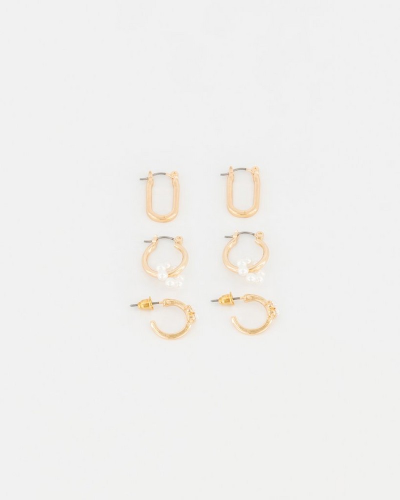 Women’s Pearl & Shell Hoop Earrings 3-Pack
