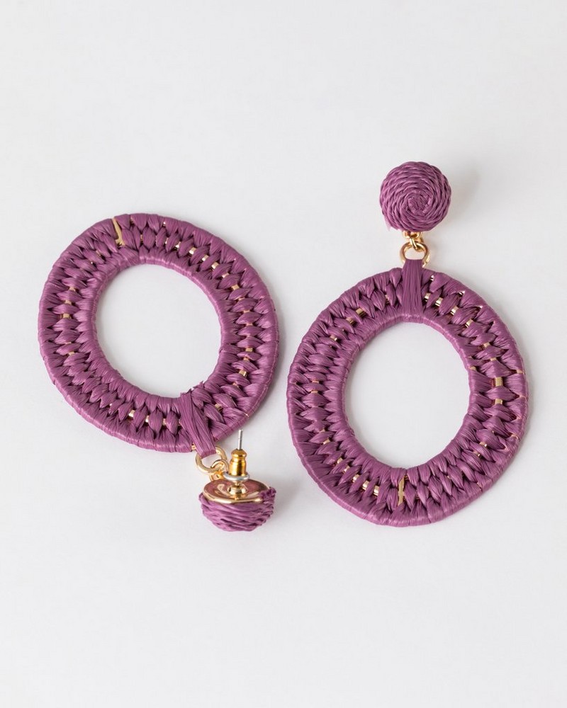 Women’s Straw Double Oval Drop Earrings