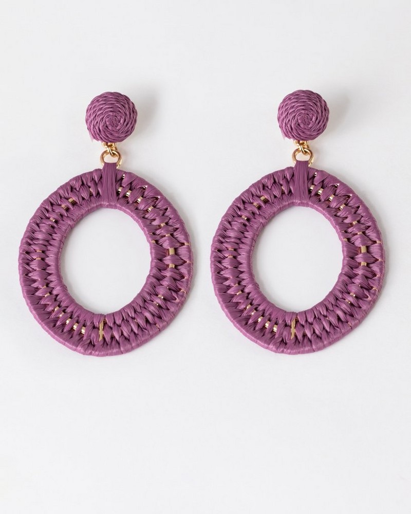 Women’s Straw Double Oval Drop Earrings