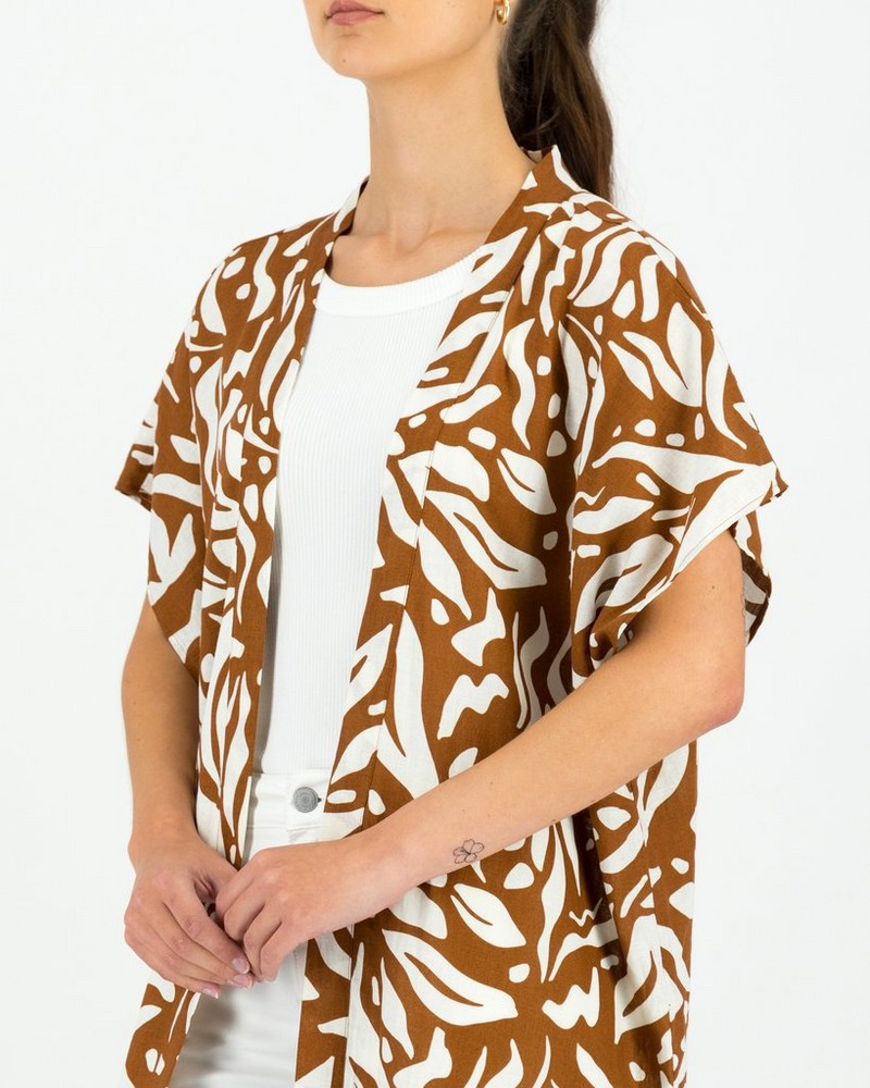 Women’s Hattie Abstract Leaf Print Kimono
