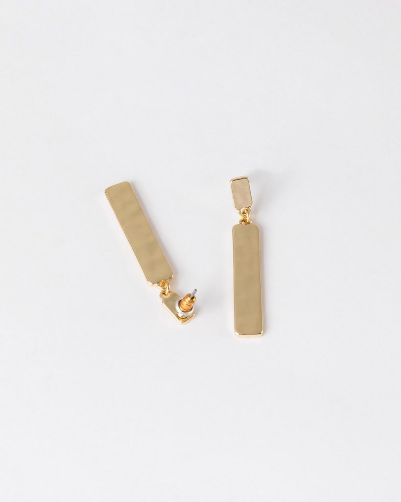 Women’s Hammered Bar Drop Earrings