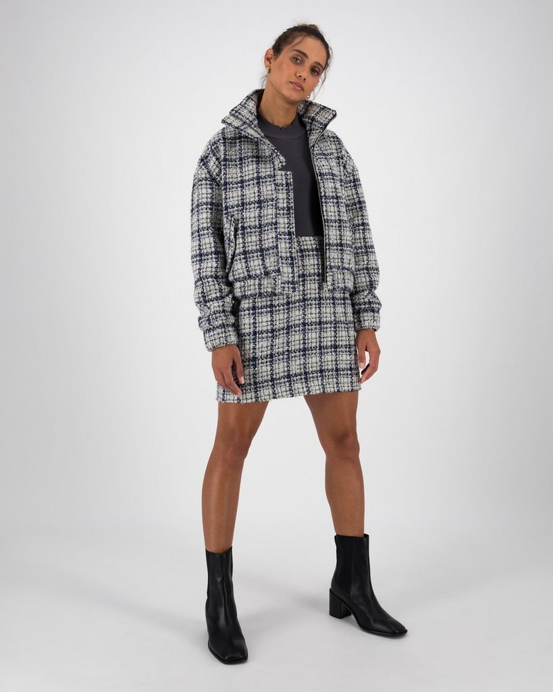 Women’s Sofia Boucle Check Bomber Jacket