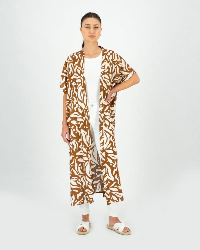 Women’s Hattie Abstract Leaf Print Kimono
