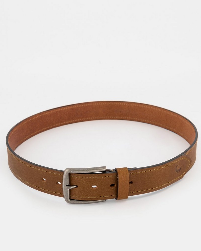 Men’s Grady Topstitch Rolled Edge Leather Belt