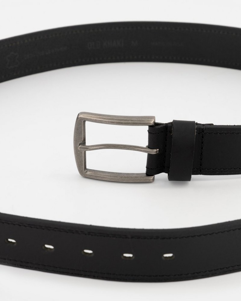 Men’s Grady Topstitch Rolled Edge Leather Belt