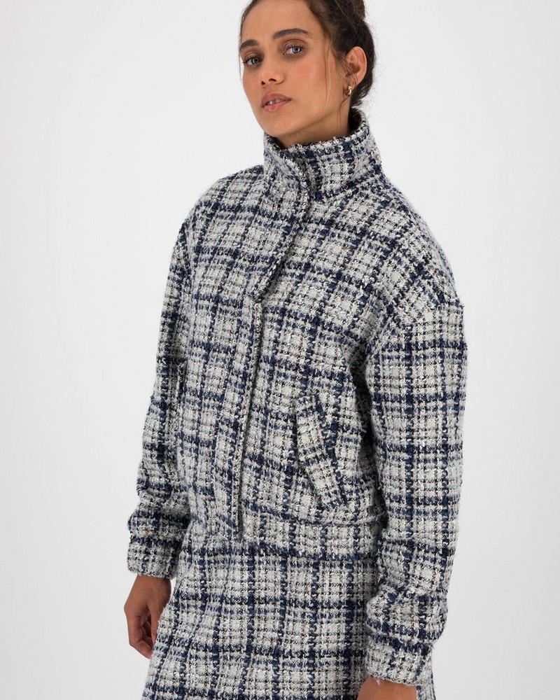 Women’s Sofia Boucle Check Bomber Jacket