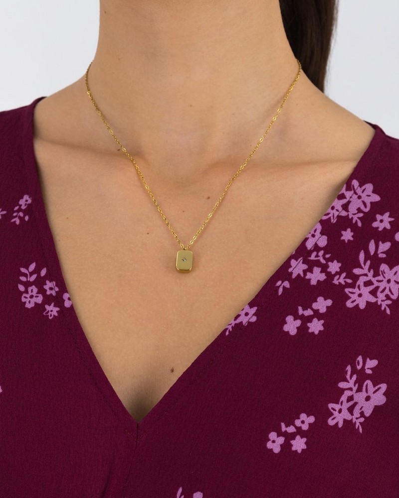 Old Khaki x byCara Rectangle Star Pendant Necklace