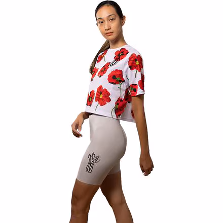 Red Poppies Crop Shirt - Women's